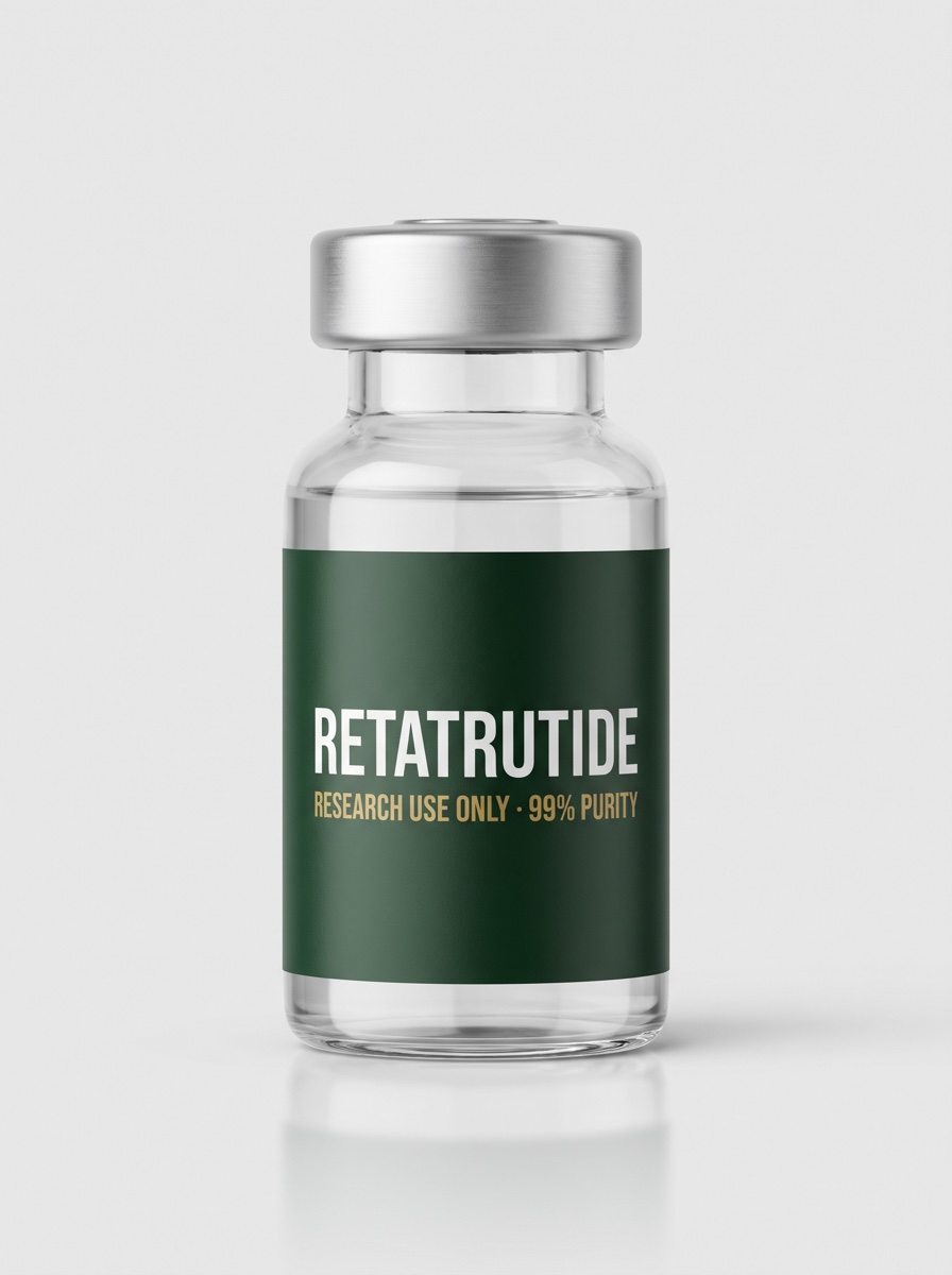 Vial de retatrutida con etiqueta